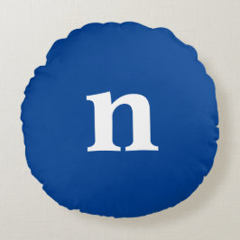 Blauw Monogram Rond Kussen