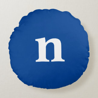 Blauw Monogram Rond Kussen