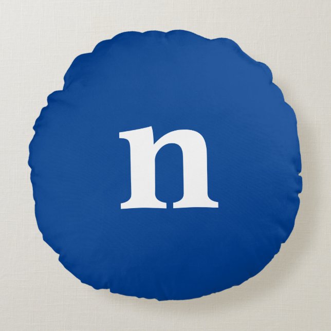 Blauw Monogram Rond Kussen (Voorkant)