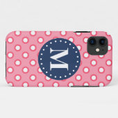 Blauw monogram roze pols patroon Case-Mate iPhone case (Achterkant (horizontaal))