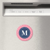 Blauw monogram roze pols patroon magneet (Insitu (Vaatwasser))