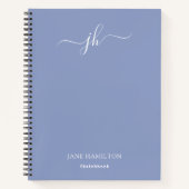 Blauw Monogram Schetsboek met Naam Notitieboek (Voorkant)