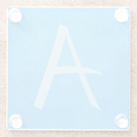 Blauw monogram schoonheid glazen onderzetter (Achterkant)