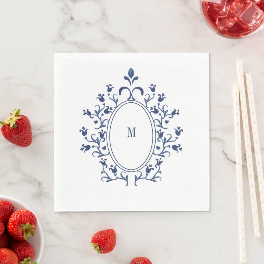 Blauw monogram servet (Insitu)