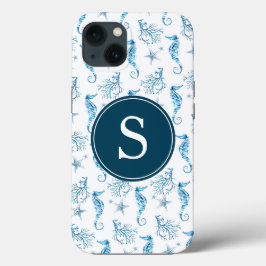 Blauw Monogram Strand Telefoonhoesje Case-Mate iPhone Case