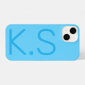 Blauw Monogram Telefoon Case iPhone Hoesje (Achterkant horizontaal)