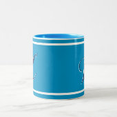 Blauw Monogram Tweekleurige Koffiemok (Center)