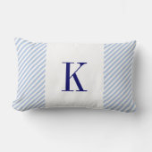 Blauw monogram van de Blauwe Stripes Navy Kussen (Voorkant)