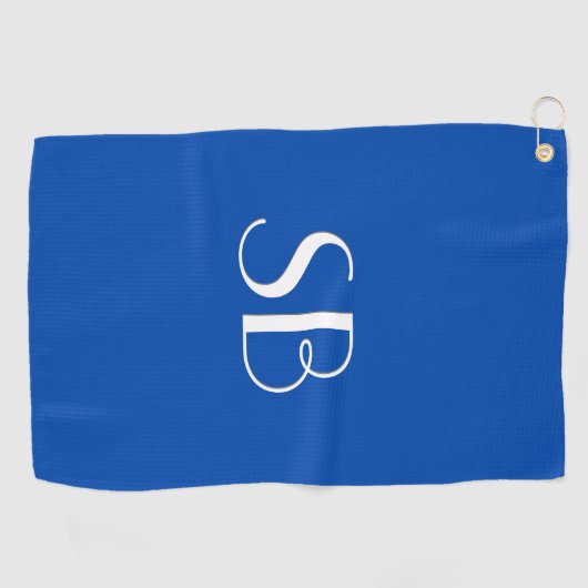 Blauw monogram vast kobalt golfhanddoek (Horizontaal)