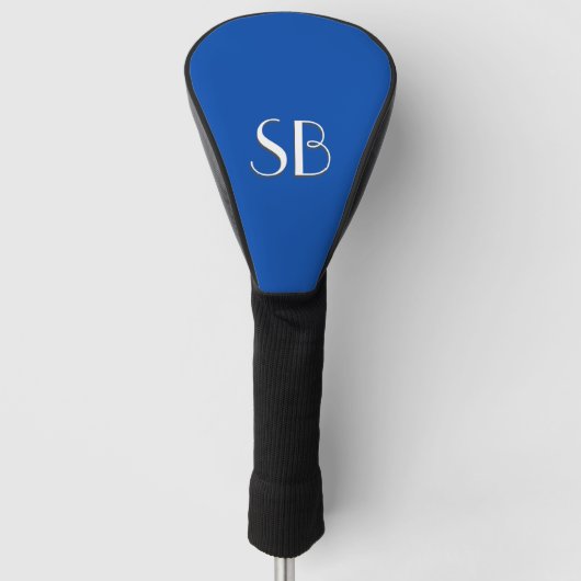 Blauw monogram vast kobalt golfheadcover (Voorkant)