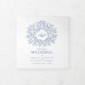 Blauw monogram verhaal toewijding foto bruiloft drieluik programma (Cover)