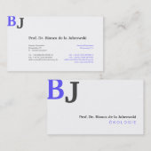 Blauw monogram visitekaartje (Voorkant / Achterkant)