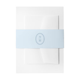 Blauw Monogram Wapen Huwelijksuitnodiging Buik Uitnodigingen Wikkel