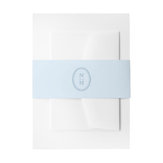 Blauw Monogram Wapen Huwelijksuitnodiging Buik Uitnodigingen Wikkel