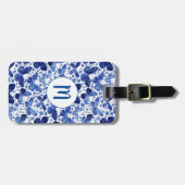 Blauw monogram Waterverf vlinder Bagagelabel (Voorkant horizontaal)