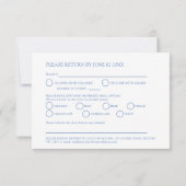 Blauw monogram wildflower maaltijd optie bruiloft RSVP kaartje (Achterkant)