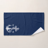  blauw monogram witte anchor Rope Navy Bad Handdoek (Handdoek)