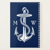 blauw monogram witte anchor Rope Navy Planner (Achterkant)
