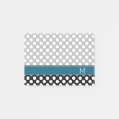 Blauw monogram zwart-wit poka Pat Pattern Post-it® Notes (Voorkant)
