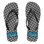 Blauw monogram zwart-wit poka Pat Pattern Teenslippers (Voetbed)