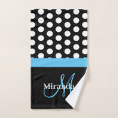 Blauw Monogram Zwart Wit Polka Dot Badhanddoek Set Bad Handdoek (Handdoek)