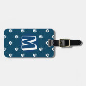 Blauw Monogrammed Pet Bagagelabel (Voorkant horizontaal)
