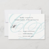 Blauw Monogrammed Wedding RSVP Kaarten (Voorkant)