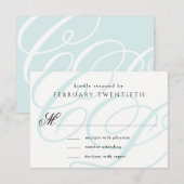 Blauw Monogrammed Wedding RSVP Kaarten Kaartje (Voorkant / Achterkant)