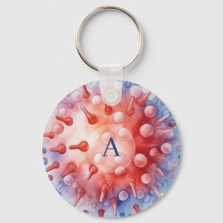 Blauw monogramvirus bacteriënpatroon sleutelhanger