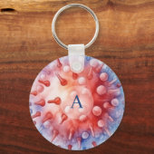 Blauw monogramvirus bacteriënpatroon sleutelhanger (Achterkant)