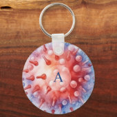 Blauw monogramvirus bacteriënpatroon sleutelhanger (Voorkant)