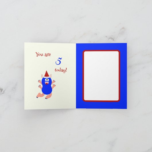 Blauw monster feestdagen kaart (Binnen)