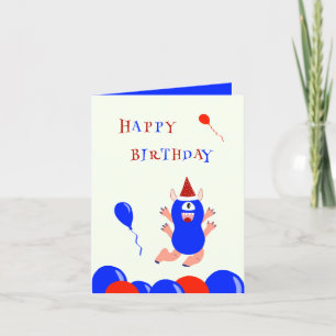 Blauw monster feestdagen kaart