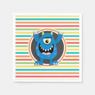 Blauw monster; Heldere regenboogstrepen Servetten