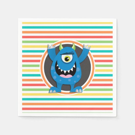 Blauw monster; Heldere regenboogstrepen Servetten (Voorkant)