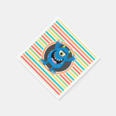Blauw monster; Heldere regenboogstrepen Servetten (Hoek)