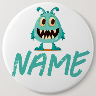 Blauw/monster/kind/halloween Ronde Button 6,0 Cm