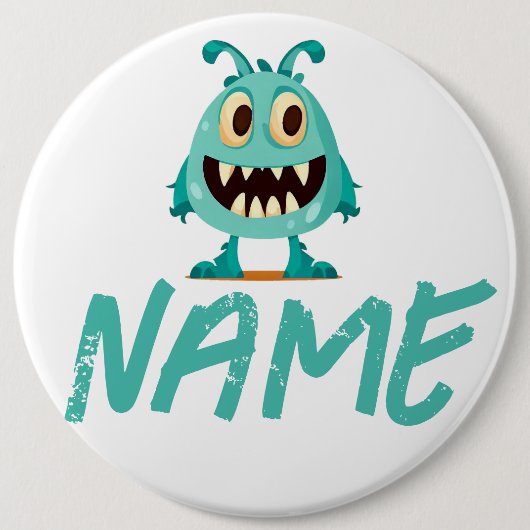 Blauw/monster/kind/halloween Ronde Button 6,0 Cm (Voorkant)