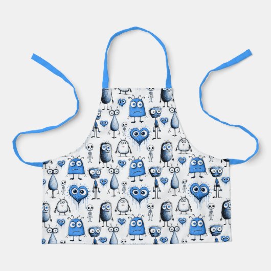 Blauw monster kinder schort (Voorkant)