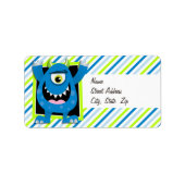 Blauw monster; Neon groen, witte strepen Etiket (Voorkant)