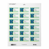 Blauw monster; Neon groen, witte strepen Etiket (Full Sheet)