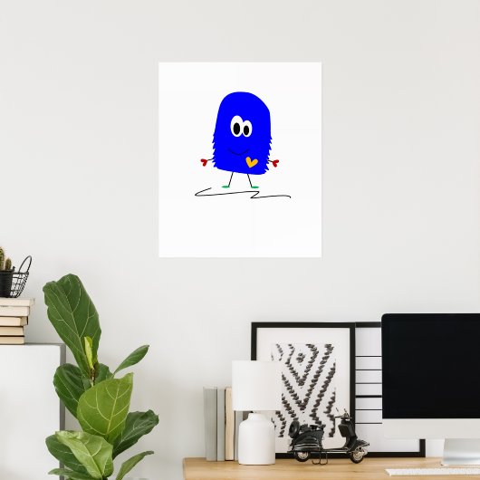 Blauw Monster Poster (Thuiskantoor)