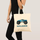 Blauw Monster Truck Kids Tote Bag (Voorkant (product))