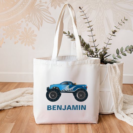 Blauw Monster Truck Kids Tote Bag