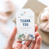 Blauw Monster Trucks Verjaardag Cadeaulabel