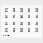 Blauw Monster Vierkante Sticker (Vel)