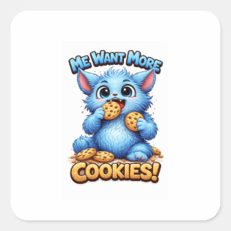 Blauw Monster Vierkante Sticker