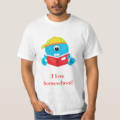 Blauw monster waar ik van Homeschool hou T-shirt (Voorkant)