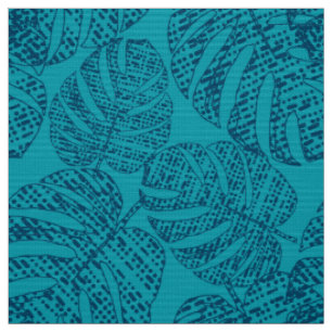 Blauw monstera-bladeren. stof