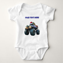 Blauw monstertruck bewerkbare baby romper